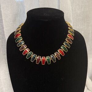 Multicolor Enamel Gold-Tone Choker Necklace